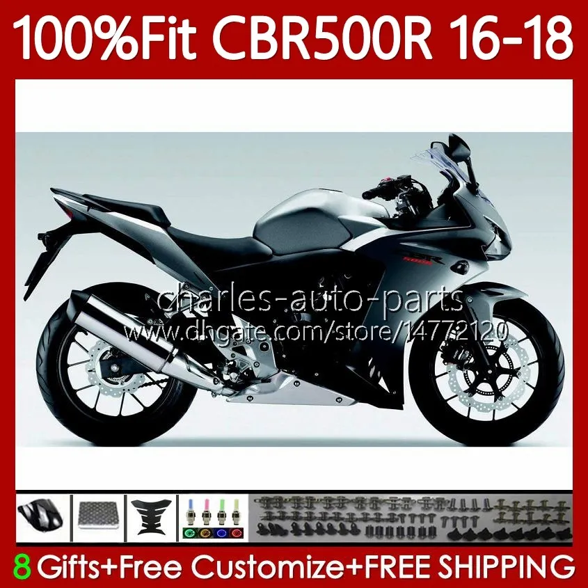 Corpi per stampi ad iniezione per HONDA CBR 500 CBR500 R RR CC 500R 500CC 2016 2017 2018 Carrozzeria argento lucido 111No.74 CBR500RR CBR500CC 16-18 CBR500R 16 17 18 Carene OEM