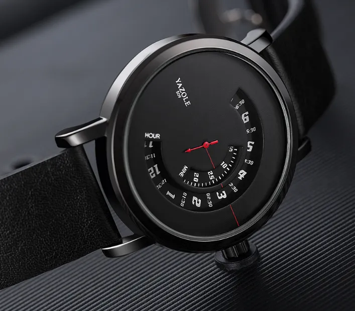 Yazolel Unique Dial Personality Turntable Design Mens Watch Smart