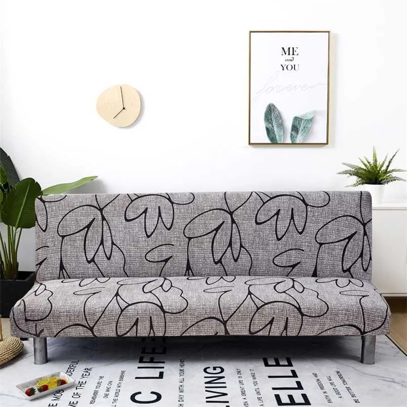 All-inclusive sofa cover floral zonder armleuning slaapbank bedekking strakke wrap elastische beschermer Slipcover couch cover funda sofa 211102