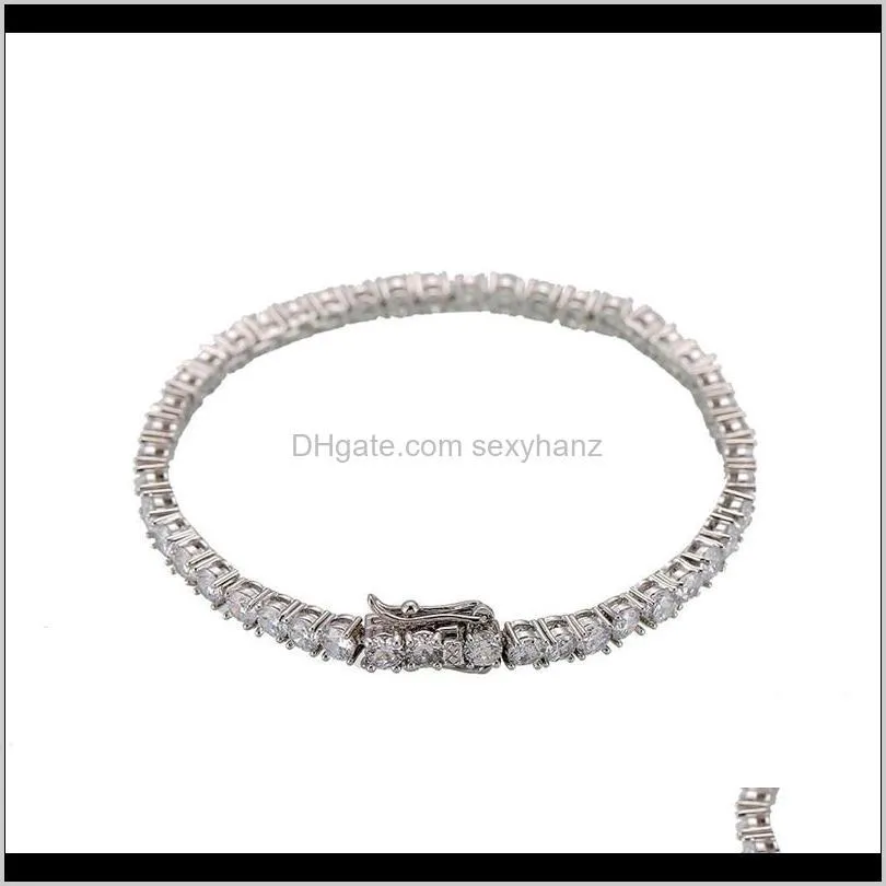 3 /4/5/6mm 1 row drill micro inlaid zircon bracelet tennis chain hip hop bracelet