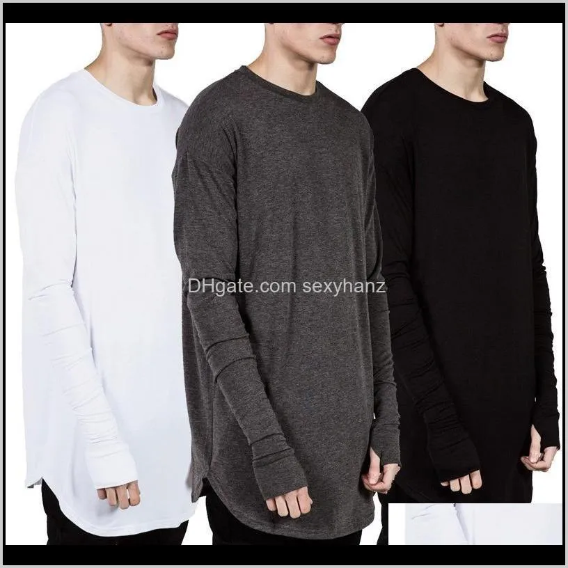 high street men`s t shirt extended t-shirt men`s clothing curved hem long line tops tees hip hop urban blank shirts