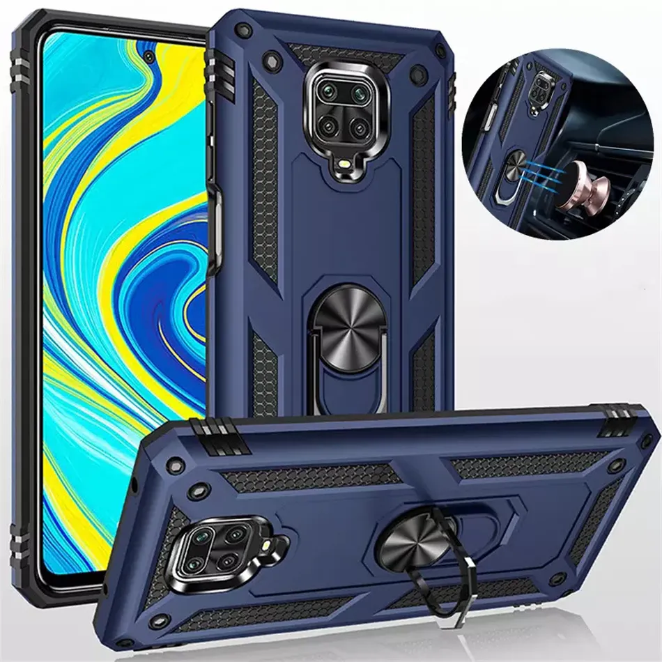 For Xiaomi Redmi Note 9S 9 8 Pro 9A Case,Shockproof Armor Ring Holder Back  Cover