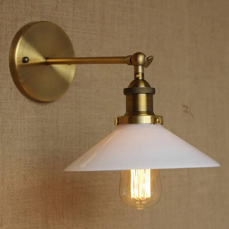 Wall Lamp Classic White Glass Lampshade For Livingroom Bathroom Bedroom E27 Led Bulbs Bar Cafe Loft