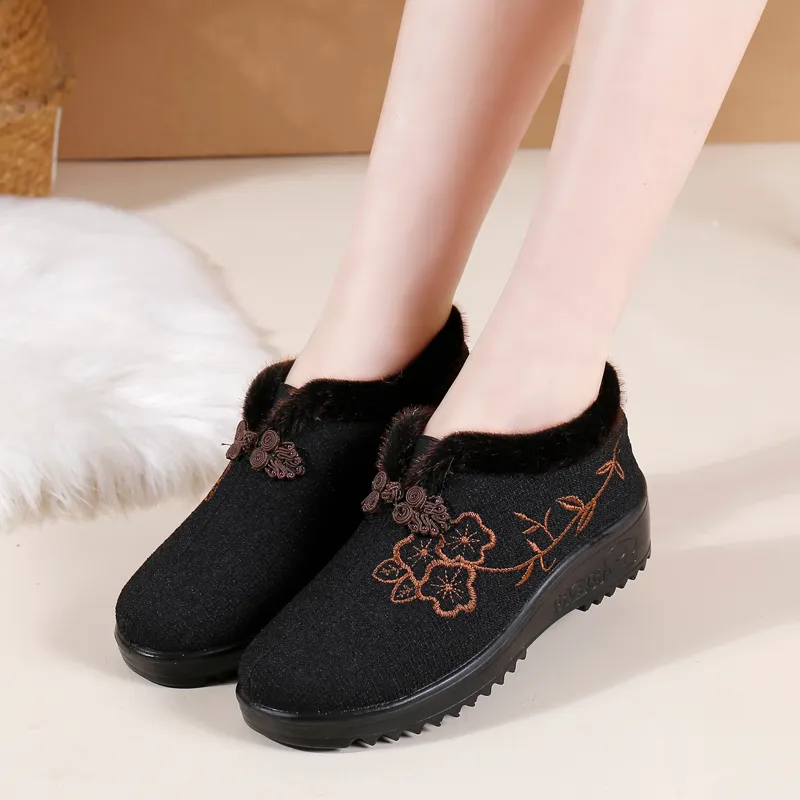 National Style Plush Cotton Winter Walking Boots Women For Seniors