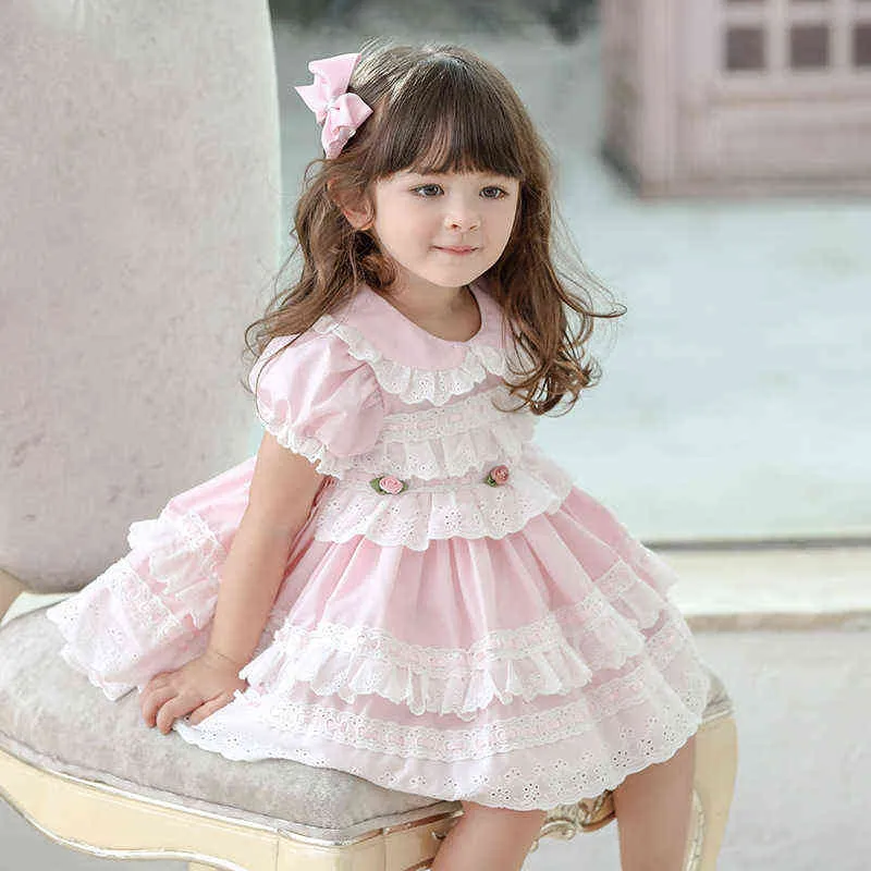 Dziewczyna Lato Lolita Dress Toddler Princess Sukienki Dla Dzieci Dziewczynek Hiszpańskie Urodziny Wedding Party Boże Narodzenie Boutique Robe G1218