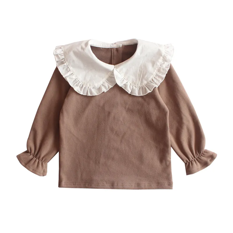 Autumn Girls Doll Collar T-shirt Bottoming T-shirt Peuter meisje kleding 210515
