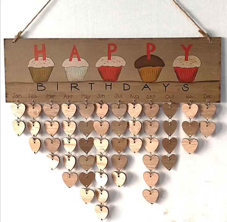 Tableau de calendrier d'anniversaire en bois, 5 pièces, bricolage, signe d'anniversaire pour la famille et les amis, Dates spéciales, planificateur, Plaque pour décoration suspendue de la maison