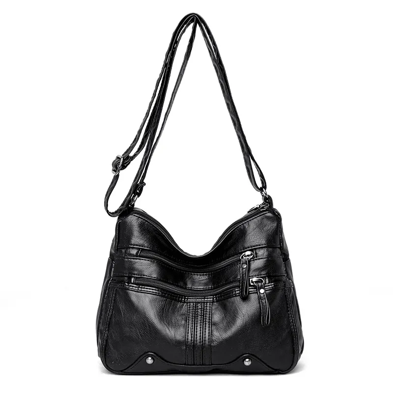 Women soft leather shoulder crossbody bags fashion casual high quality multi-compartment zipper biker bag fashionable ladies purse large capacity handbag HBP