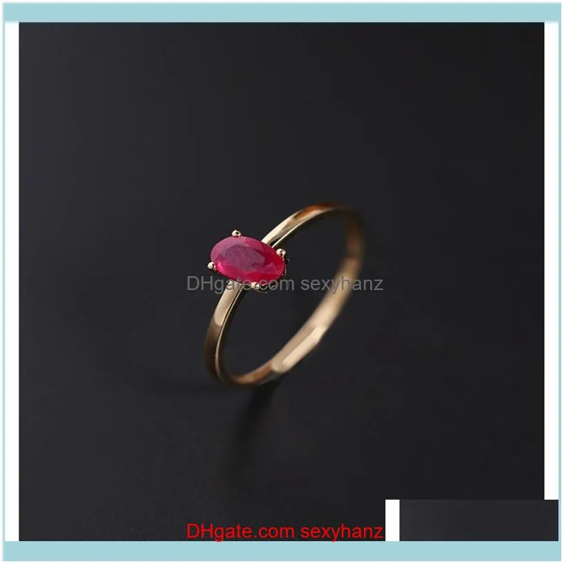 JewelryFaceted Ruby Ring Vrouwelijke Echt Geel 18K Goud Simple Prong Setting Cadeau Custom Cluster Rings Drop Delivery 2021 S6KI7