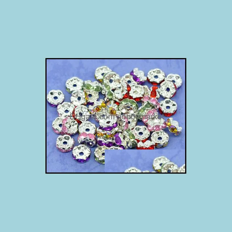 Wholesale 500Pcs Silver Plated mixed Czech Crystal Spacer Rondelle Beads Charm Findings for Making Necklaces bracelets 8mm