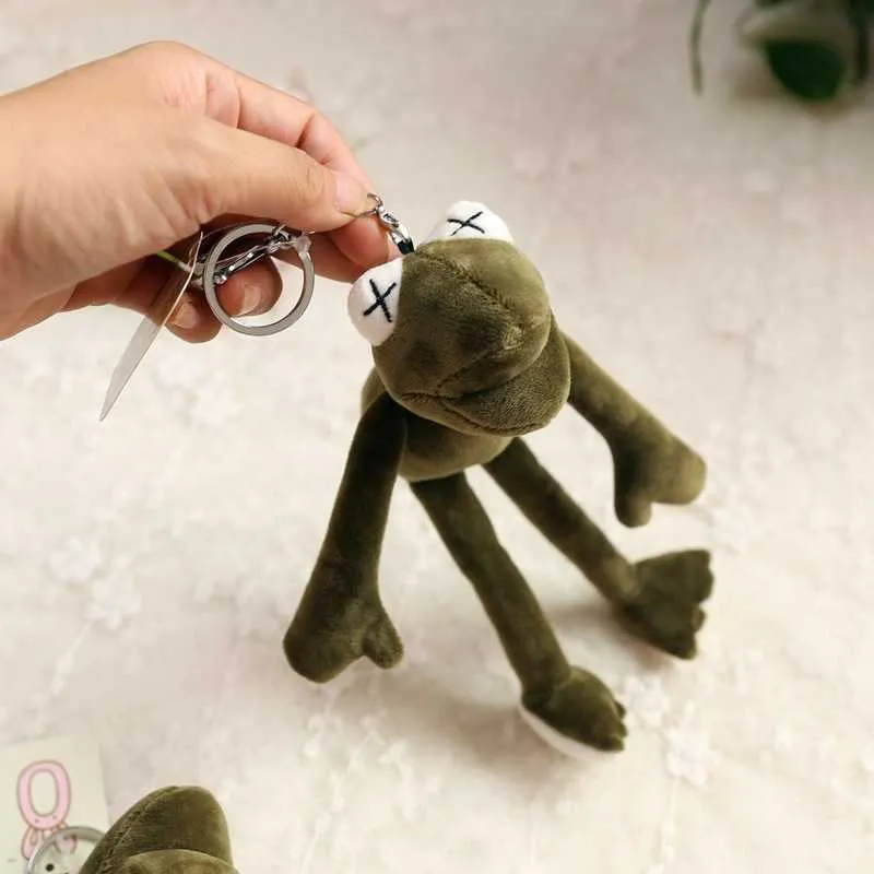 Pluff Funny Cartoon Frog Pluszowe Breloki Pierścionki Uchwyt Klucz Porte Clef Wisiorek Miękkie Wypchane Zwierząt Zabawki Dzieci Dzieci od 0 do 3 lat G1019