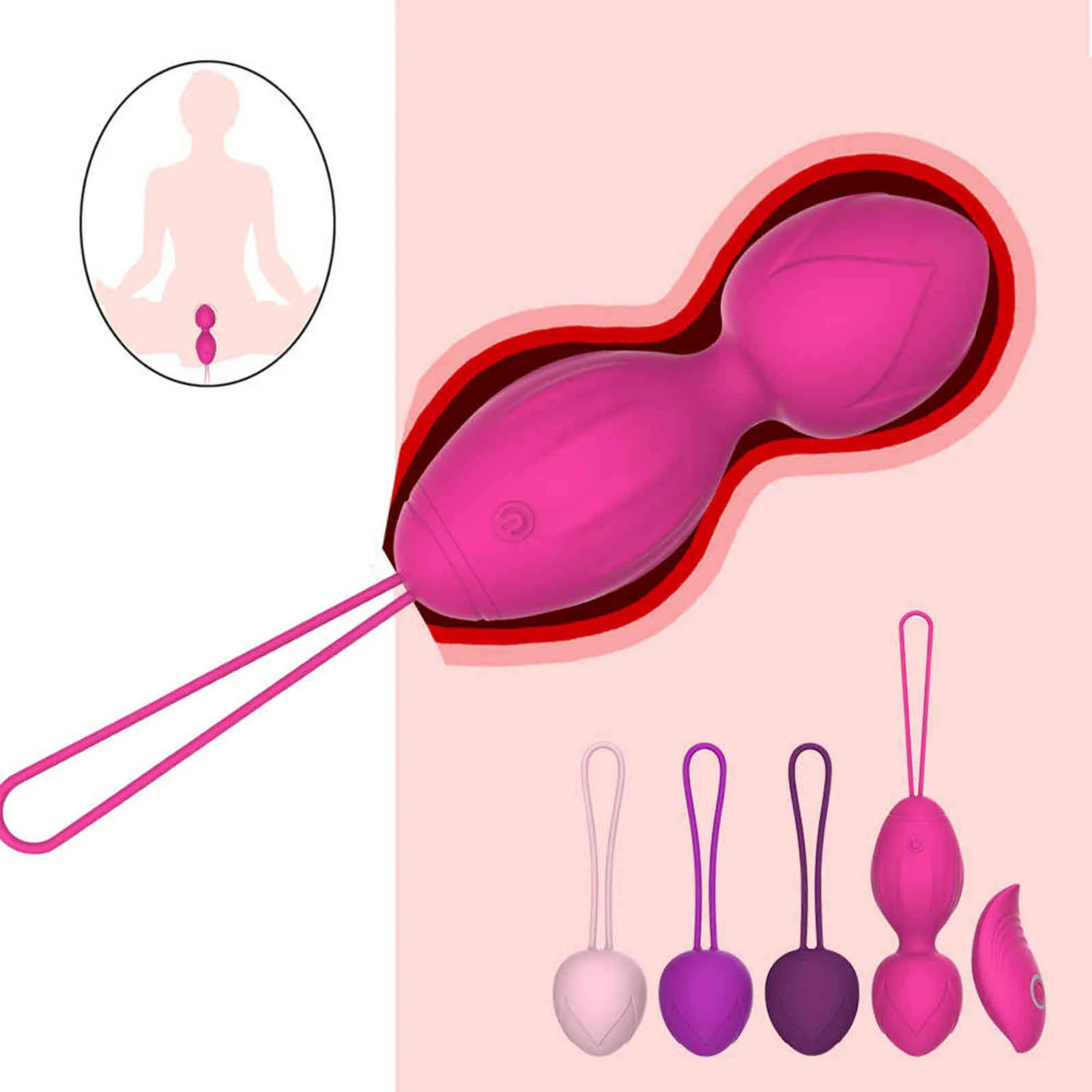 Ovos 4 pcs conjunto seguro silicone kegel bola brinquedos sexuais para mulher bolas vaginal Ben wa vagina aperto exercitador adulto produtos 1124
