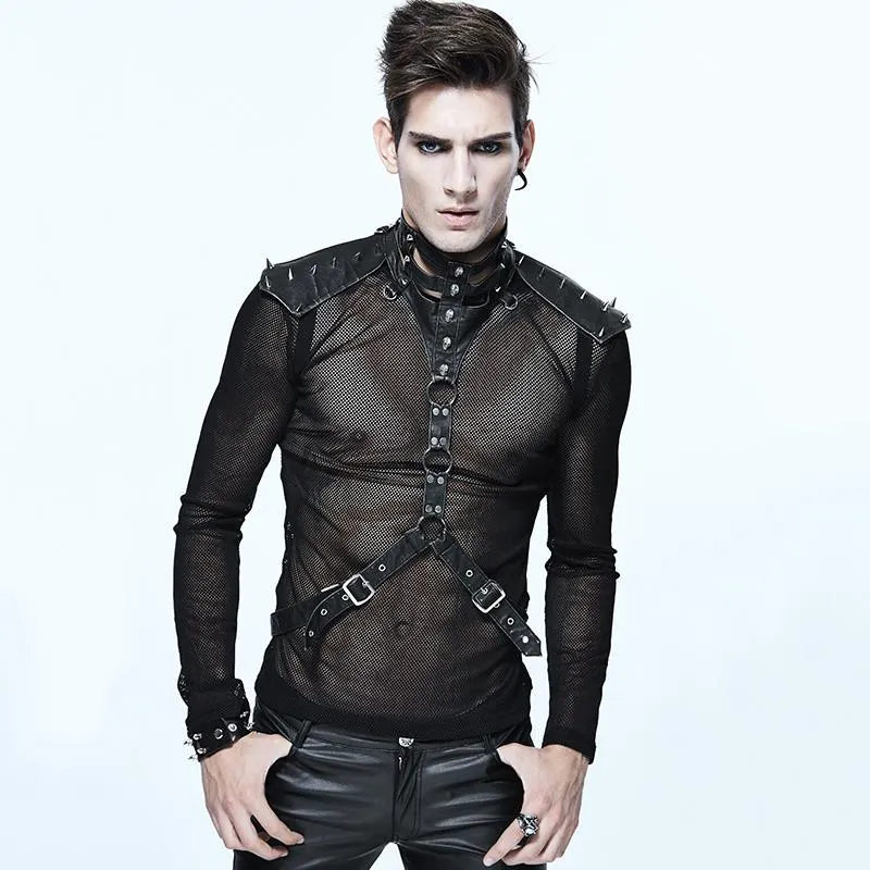 Foulards Steampunk Sexy Hommes Cou Corset Col Cool Vêtements Haut Accessoire Avec Rivets Lourdes Punk Sangles PU Enveloppes En Cuir