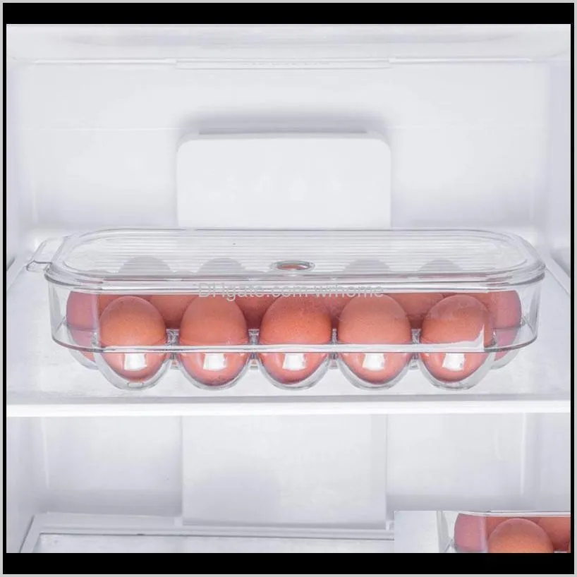 16-Grid Eggs Storage Box Refrigerator Egg Holder Plastic  Stackable Kitchen Accessories Bottles & Jars