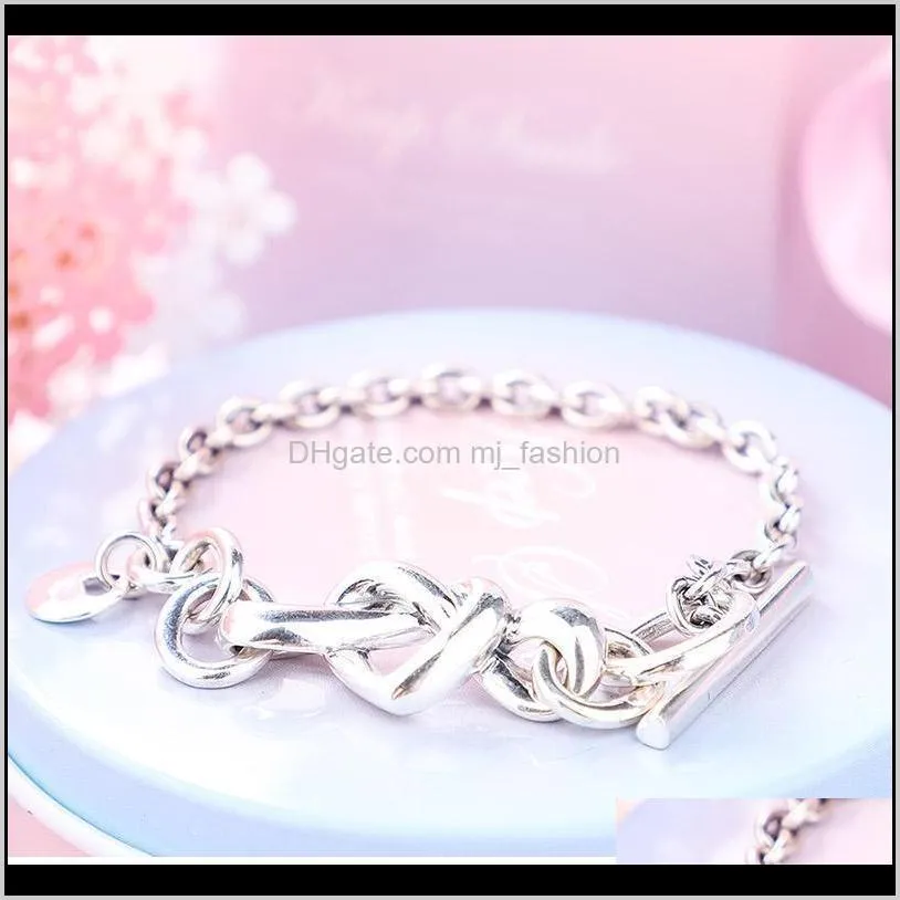 2019 new arrival 925 sterling silver hand chain bracelets original box for  knotted heart bracelet women luxury designer