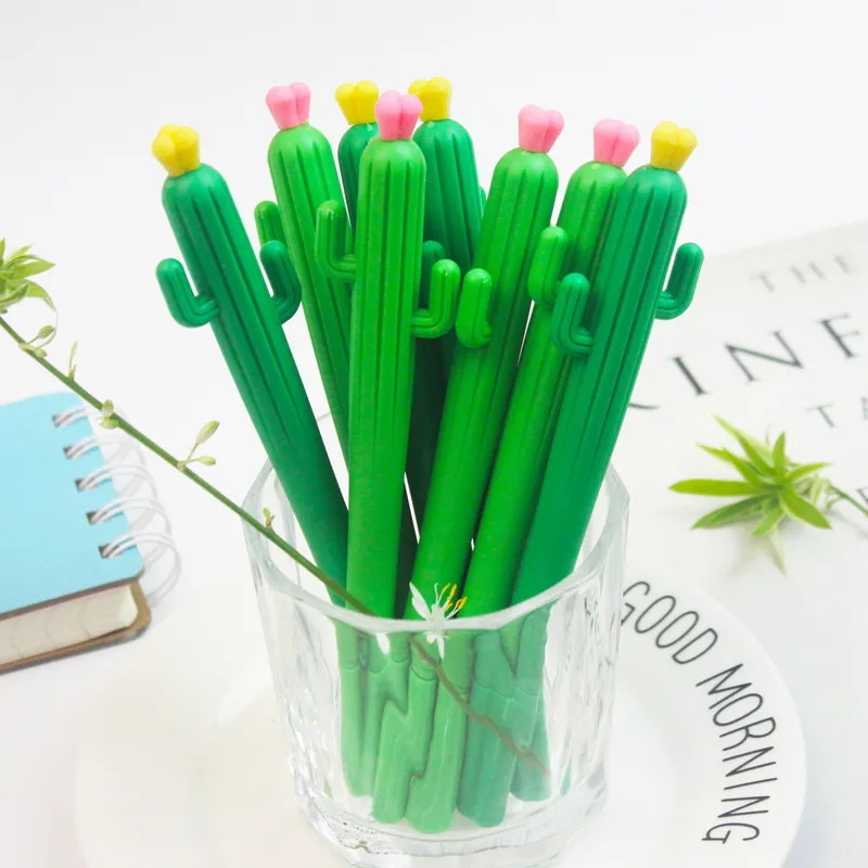 Cactus Shaped Rollerball Pens Cactus Gel Ink Pens Writing Pen for Office School Home Writing Gift Supplies WJ109