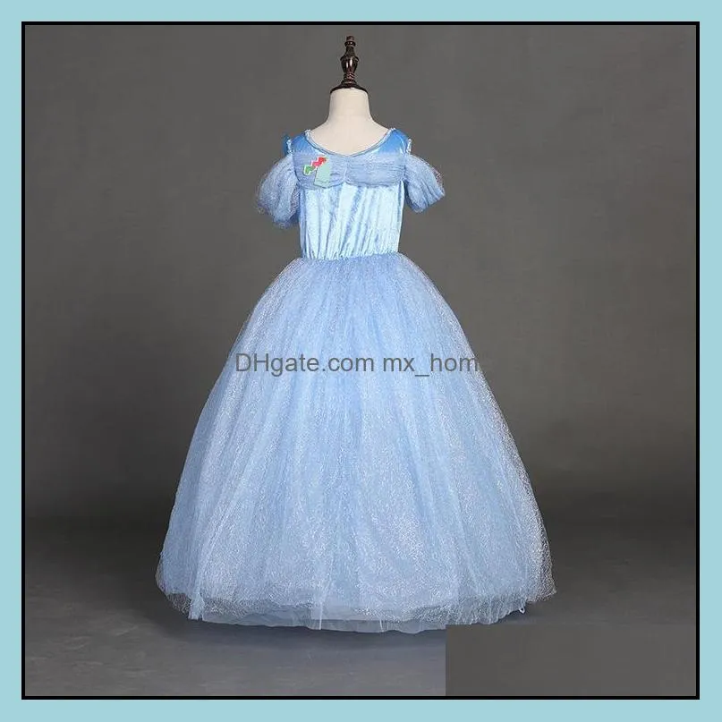 snowflake diamond butterfly dress fancy costumes for kids blue gown Halloween baby girl butterfly dress 5 Layers in stock