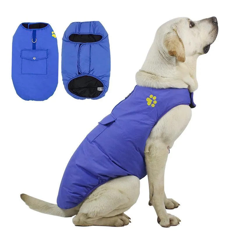 Dog Apparel Pet Clothes Autumn And Winter Double-sided Plus Cotton Vest Warm Waterproof Golden Retriever