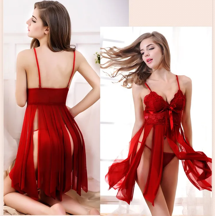 Combinaison femme sexy lingerie rouge satin nœud une pièce nœud vêtements  de nui