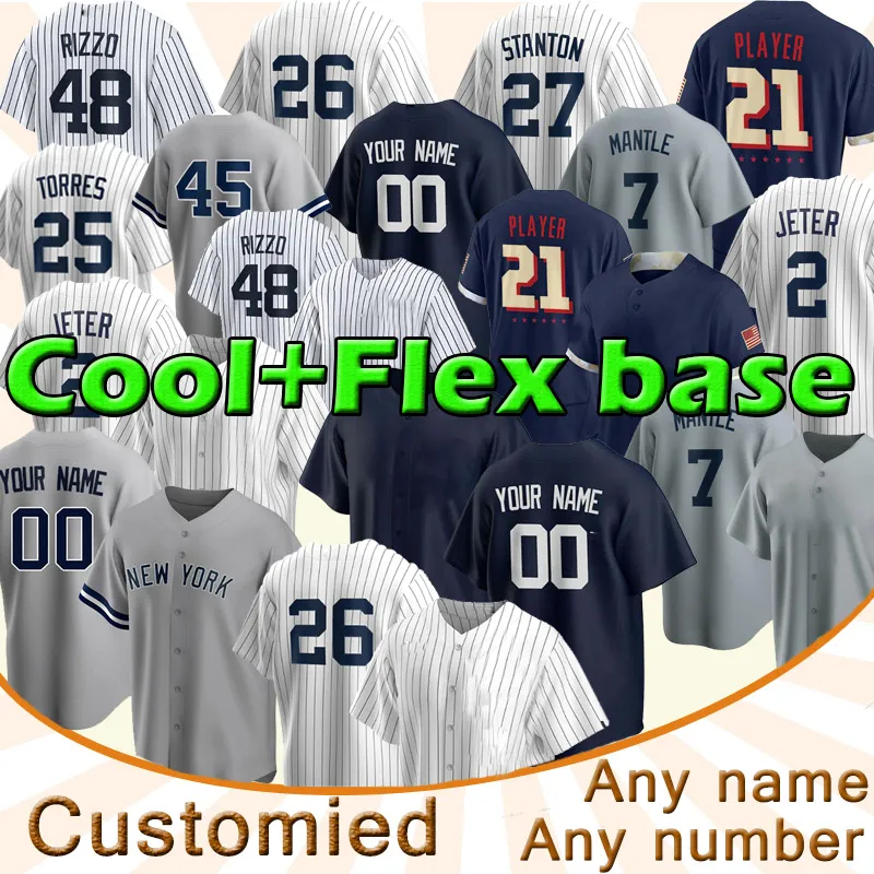 21/22 Neue 99 Aaron Judge Jersey Yanke 2 Derek Jeter 45 Gerrit Cole 2021 Gleyber Torres Don Mattingly Babe Mariano Männer Frauen Kinder Baseball-Trikots Benutzerdefinierte Hemden