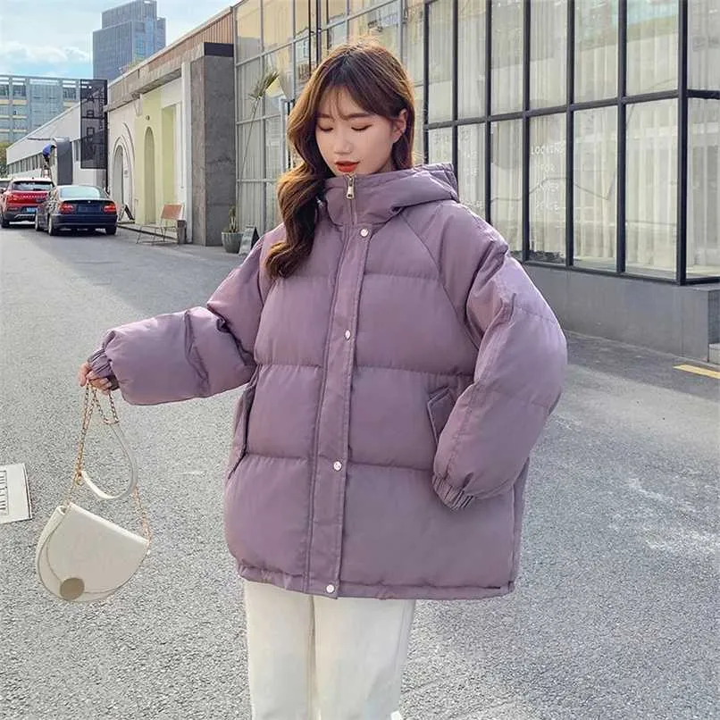 Zimowe płaszcze i kurtka Koreańska moda grube czarne parki żeńska żeńska nadgrupowana puffer bańka z kapturem Harajuku ubrania 211221