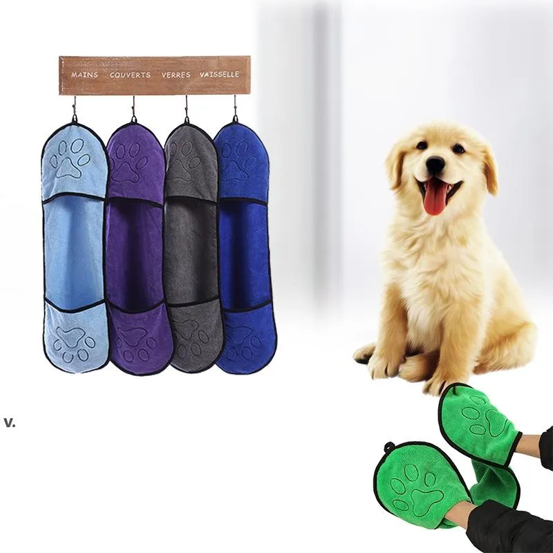 新しいペット用品バスタオル超吸収性マイクロファイバースーパー吸収性ペット乾燥タオルブランケットポケット小型犬RRA10476