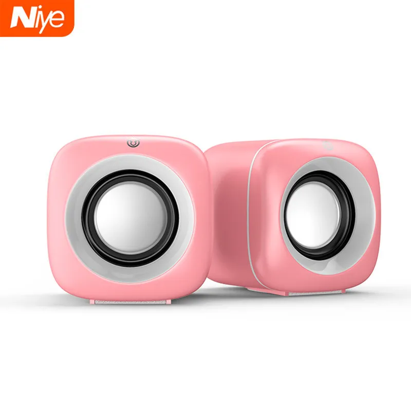 Haut-parleurs d'ordinateur filaires USB Haut-parleur d'ordinateur portable rose Subwoofer Boîte de son des basses profondes Lecteur de musique Haut-parleur Haut-parleurs Colonne mignonne