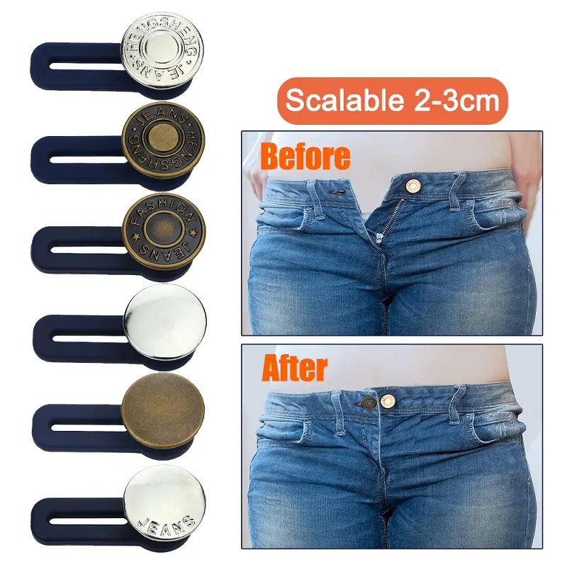 Pantalons Jeans Boutons en métal Rallonge de taille en silicone Boucles