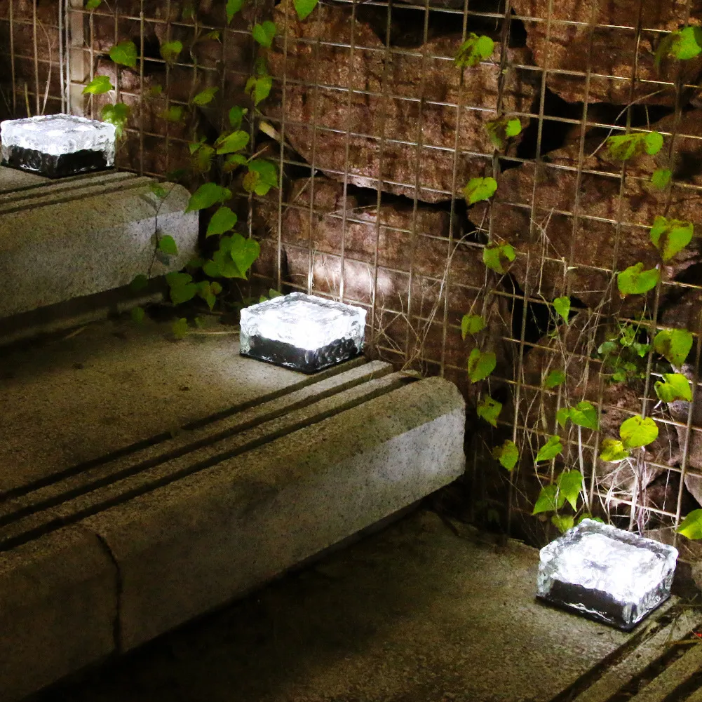 IP65 Wasserdichte Solar-Wegelampe, unterirdisch vergrabenes Ziegellicht, LED-Eiswürfelform, Gartenlicht, Landschaftsstraßenbeleuchtung