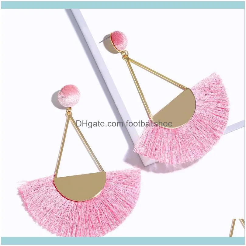 Designers New accessories personality exaggerated fan shaped Tassel Earrings women erm35