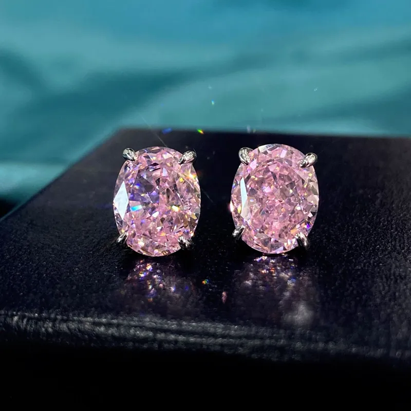 OEVAS Orecchini A Lobo Ovali In Argento Sterling 925 Donna Gioielli Festa Di Nozze Con Zirconi Rosa Gialli 8x10 Mm Da 25,65 € | DHgate