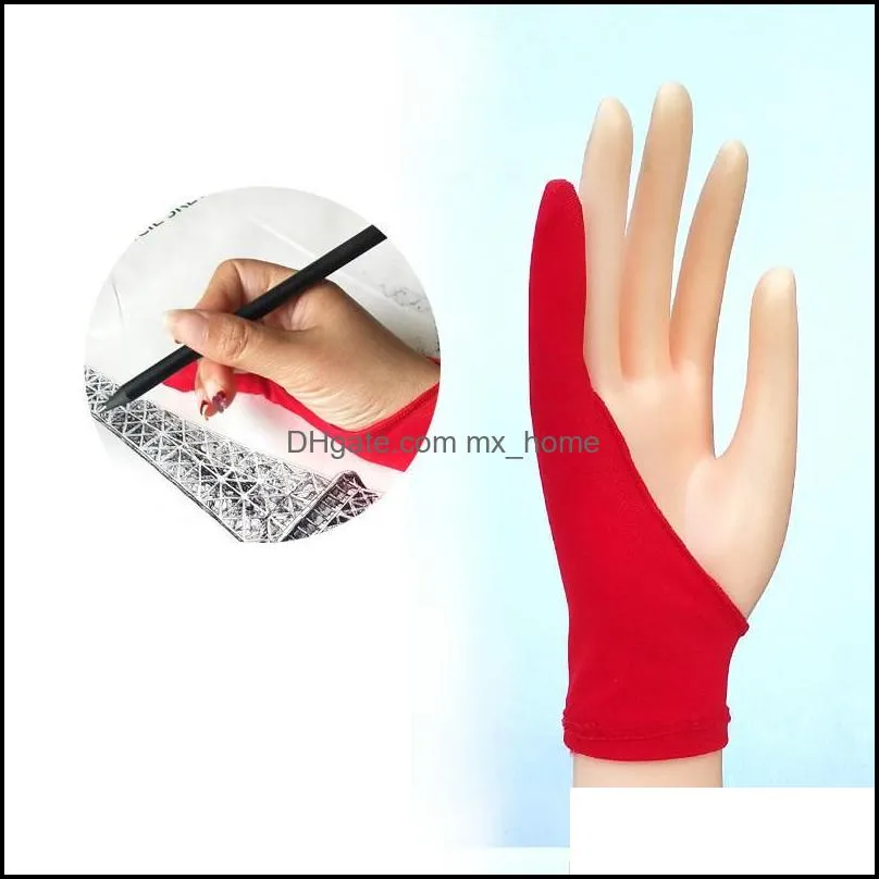 Refills 1PC Anti-fouling Glove One Fingers Artist Drawing For Sketch Oil Student Painting Art Any Graphics Tablet Black Red Gray