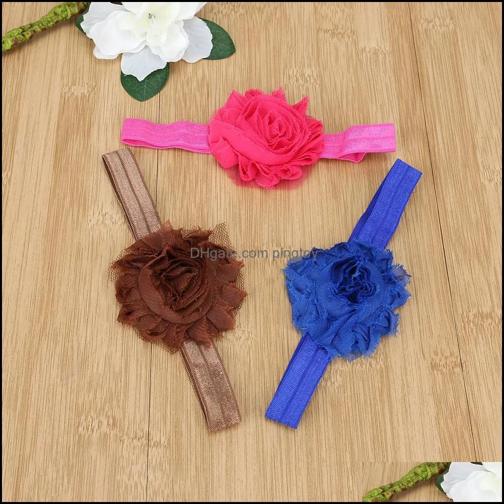 18pcs/lot Cute Kids Girls Solid Color Elastic Band Flower Headband Hair Band Accessories Summer Style