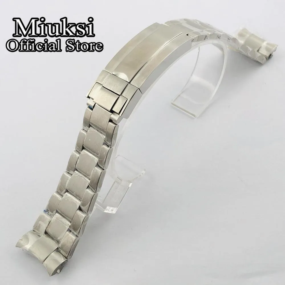 21mm Solid Stainless Steel Watch Band Folding Buckle Fit 43mm Watch Case Mens Strap