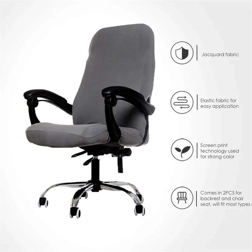 Computer-Stuhlbezug aus Spandex für Arbeitszimmer, Büro, Schonbezug, elastisch, Grau, Schwarz, Marineblau, Rot, Sessel-Sitzbezug, 1 Stück 211105