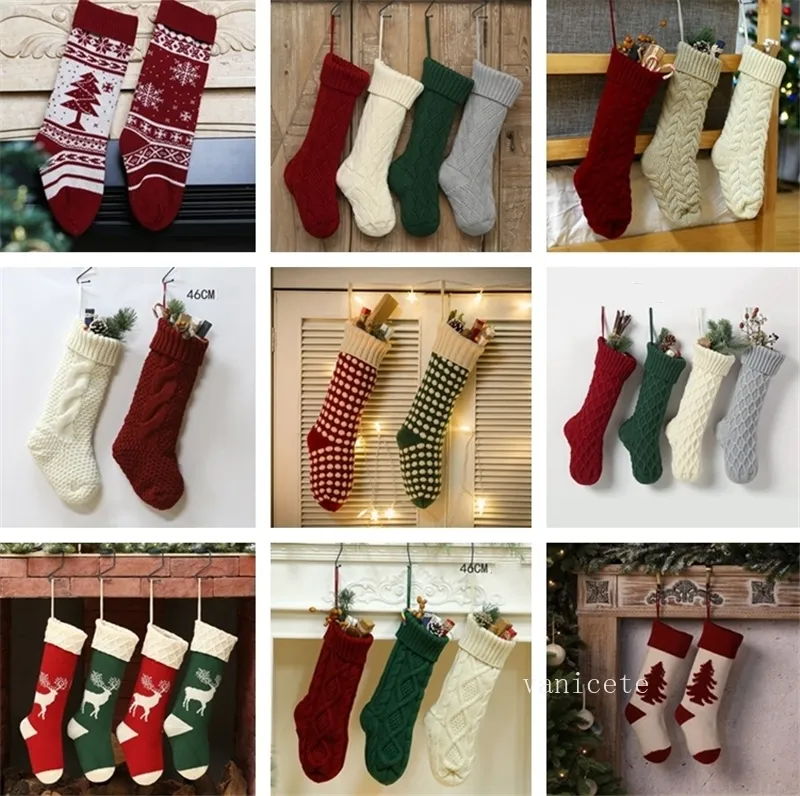 Personalizado Alta Qualidade Malhas de Natal Meia Sacos de Presente de Malha Decorações de Natal Saco de Doces Xmas Grandes Decorativos Sockszc526