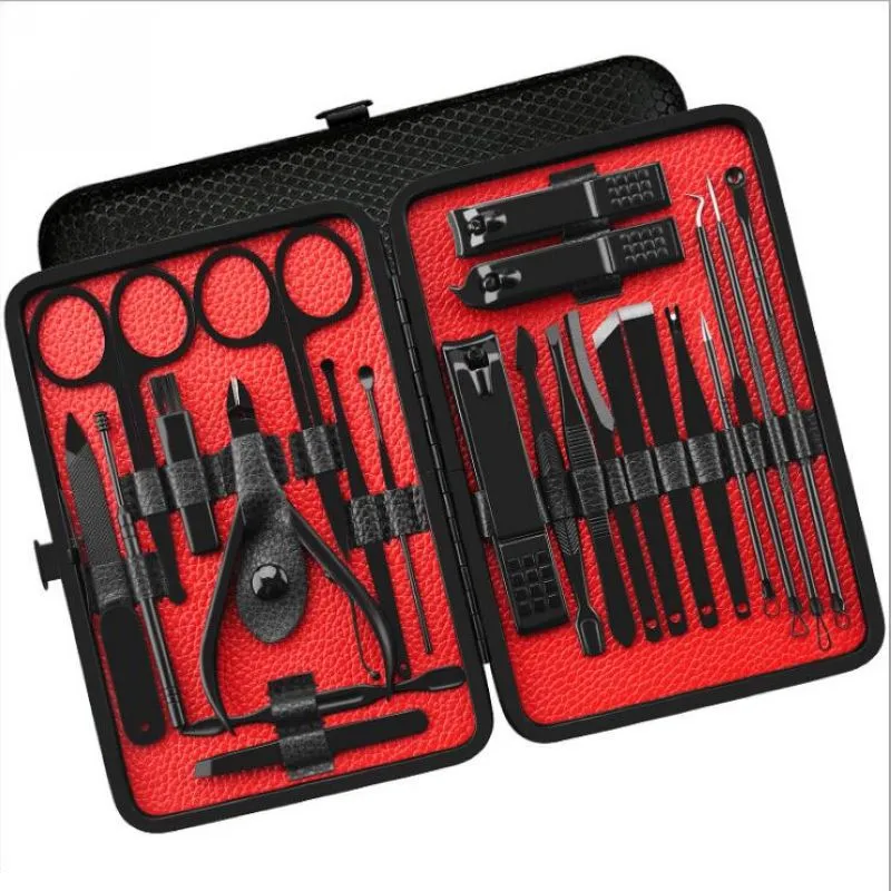 Completo 23 peças de aço inoxidável manicure conjunto pedicure kit scissor tweezer pick colher utilitário toe esferográfica facial cuidado ferramenta