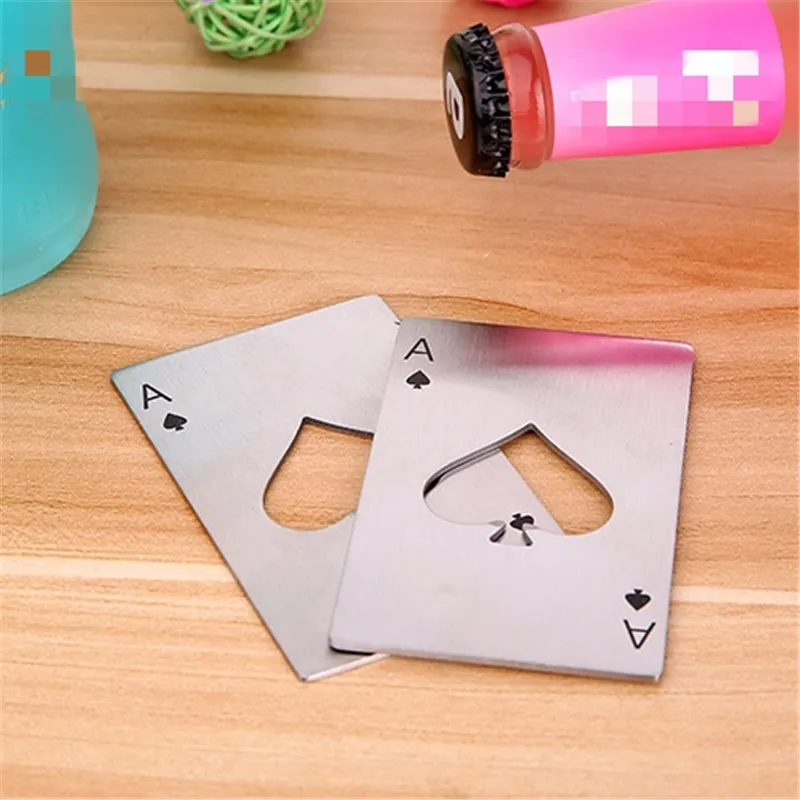 Spade A Credit Card Bottle Opener Creative Playing Card Bottle Opener Stainless Steel Household Tools Beer Opener T500807