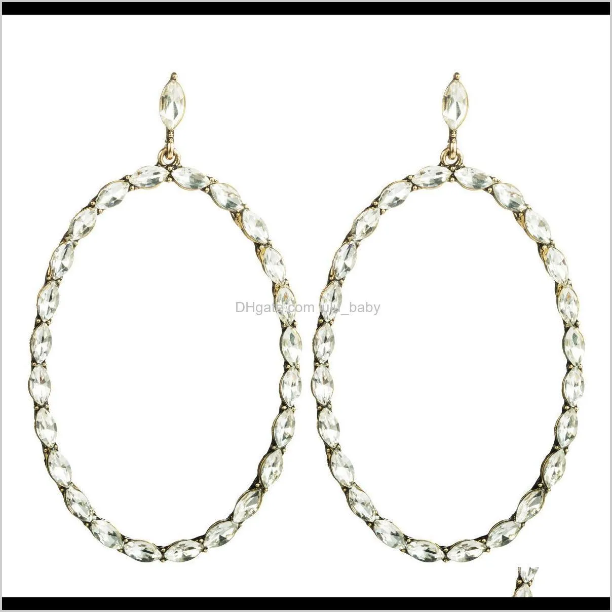 exaggerated fan oval alloy diamond glass diamond full diamond earrings women`s fashion geometric earring