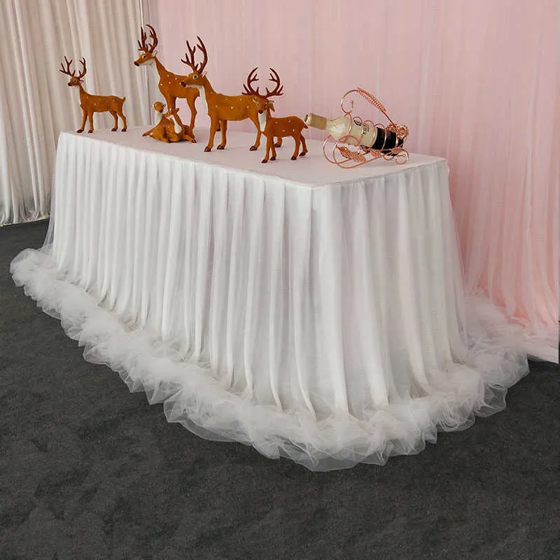Organza tulle tutu chiffon bebê chuveiro aniversário restaurante saia de gelo mesa de seda contornar para decoração de banquete de festa de casamento