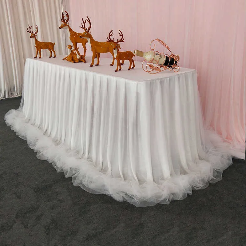 Organza Tule Tutu Chiffon Baby Douche Verjaardag Restaurant Rok Ijs Zijde Tafel Plint voor Bruiloft Banket Decor