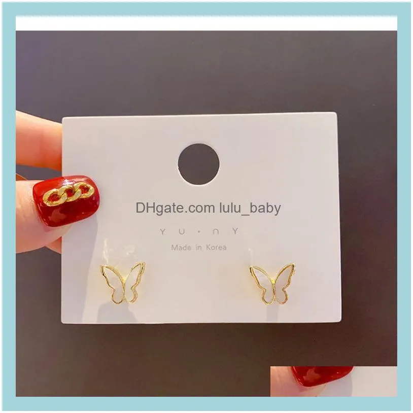 Stud Korean Japan Style Chic Shell Butterfly Earrings Mini Simple Jewelry Cute Studs For Daily Wearing Ivory1