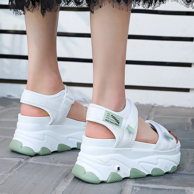 Zomer schoenen voor vrouwen platform sneakers chunky trainers vrouwelijke outdoor sandalen open teen platform hoge hakken dames schoenen