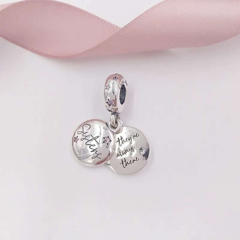 Silver wedding jewelry making pandora Forever Sisters DIY charm beaded bracelets mothers day girlfriend gifts for wife women chain set bead name necklace 798012FPC