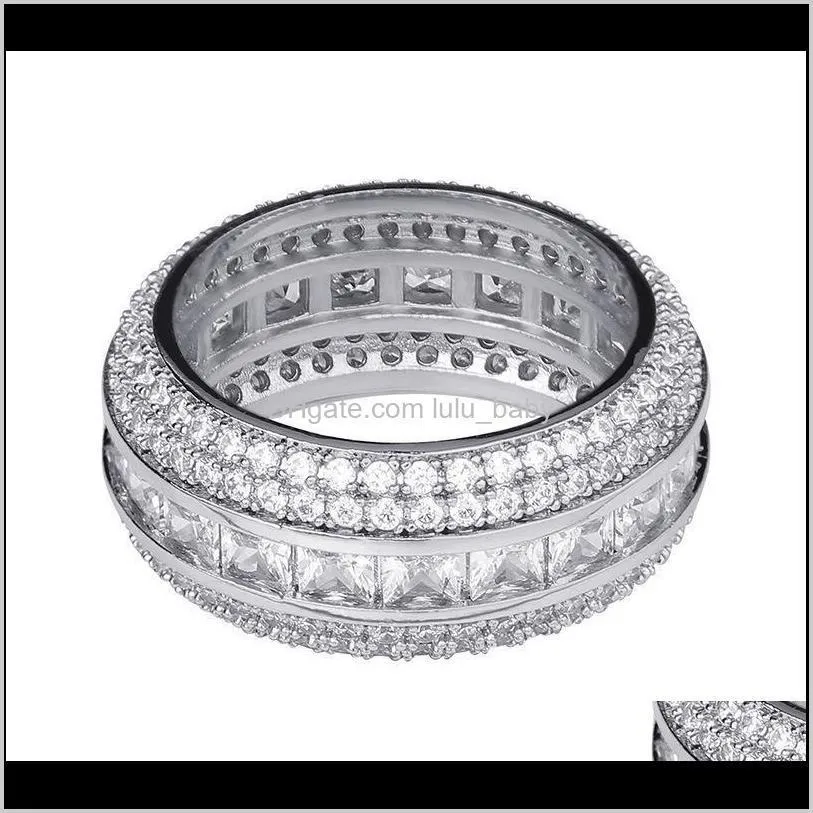 white 18k hip hop cz ring jewelry zirconia band luxury cubic gold diamond blingbling gold men & for & ring set fashion finger full ne