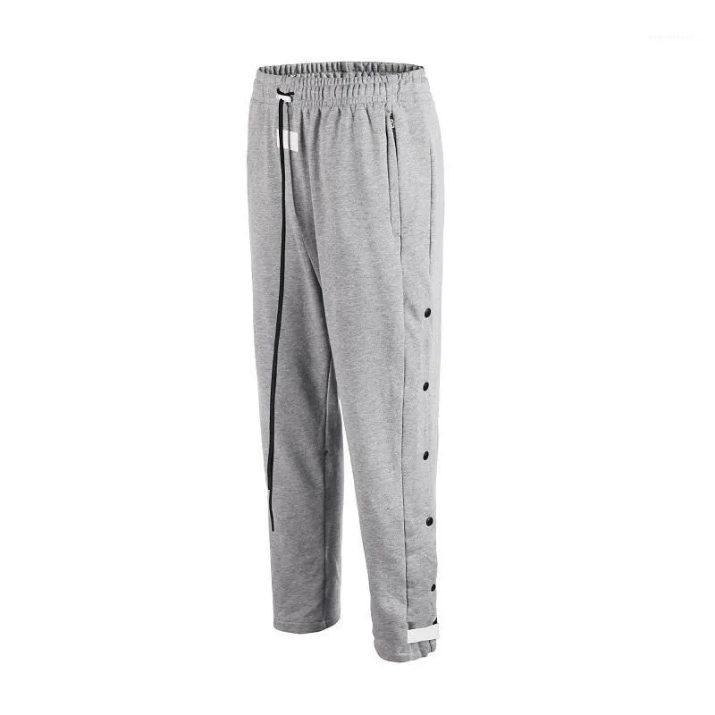 Men's Pants QoolXCWear High Quality Sweatpants Side Snap Button Drawstring Track Men's