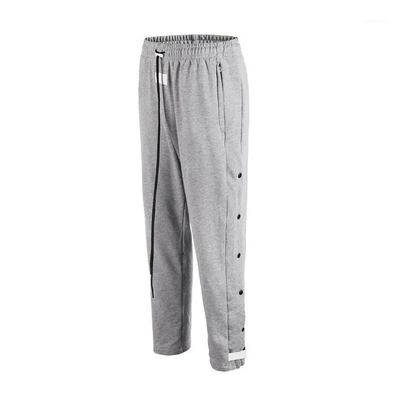 Qoolxcwear dimma högkvalitativa sweatpants sida snap knäppas dragsko spår män byxor