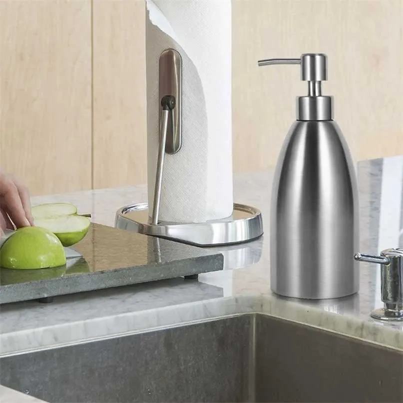 500ml Dispenser de aço inoxidável Dispensador de cozinha Faucet Bathroom Shampoo Box Recipiente 211206
