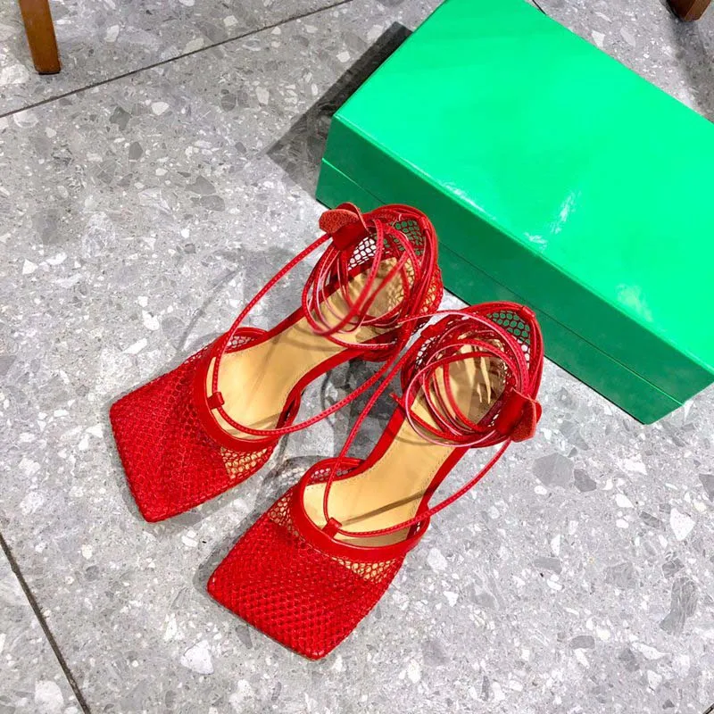 Bulk Womens Leather Ankle Strap Stiletto Heel Sandals Square Toe Yellow Green Red Black 2024 Fashion Pumps At Only 92.47 DHgate.Com