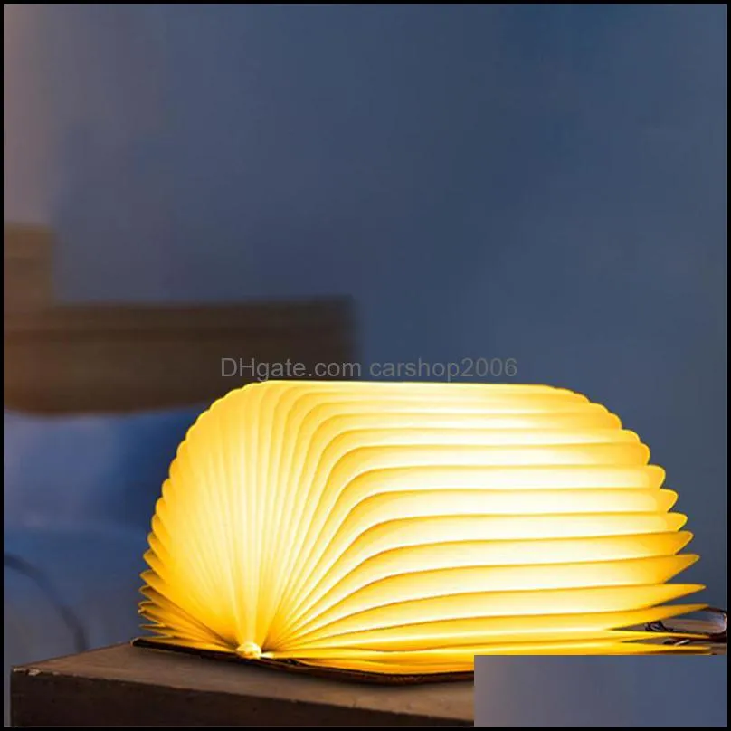 Kids Gift Creative 15*11*2.5cm Book Shape Lights USB Rechargeable Living Room Decor Book Lights Wood Folding Portable Desk Lamp